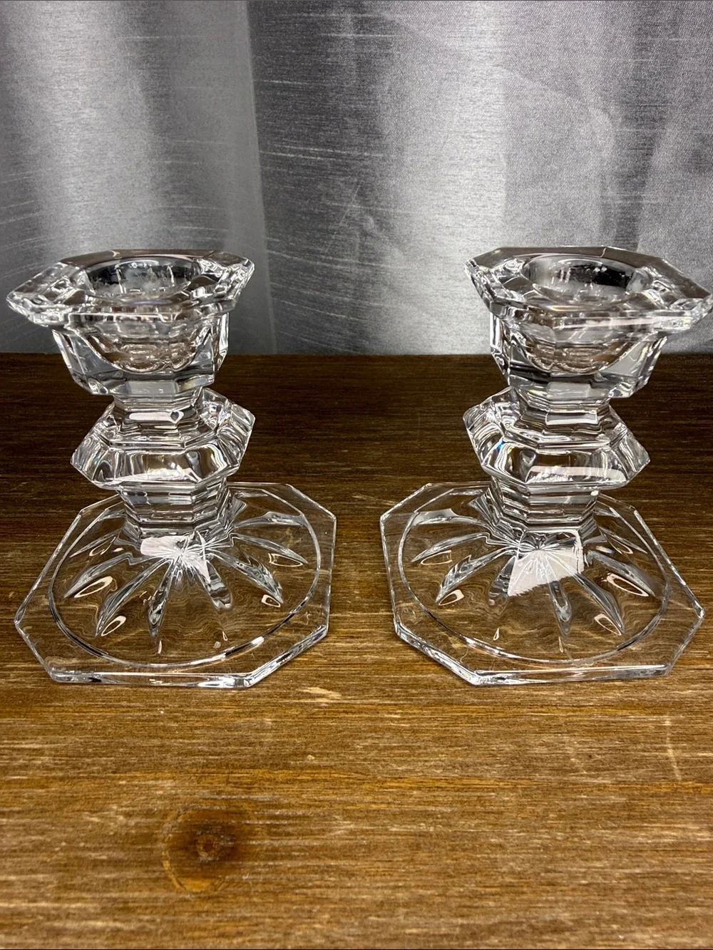 Vtg Mikasa Lead Crystal Elegant Edinburgh Candlestick Holders Set of 2 READ